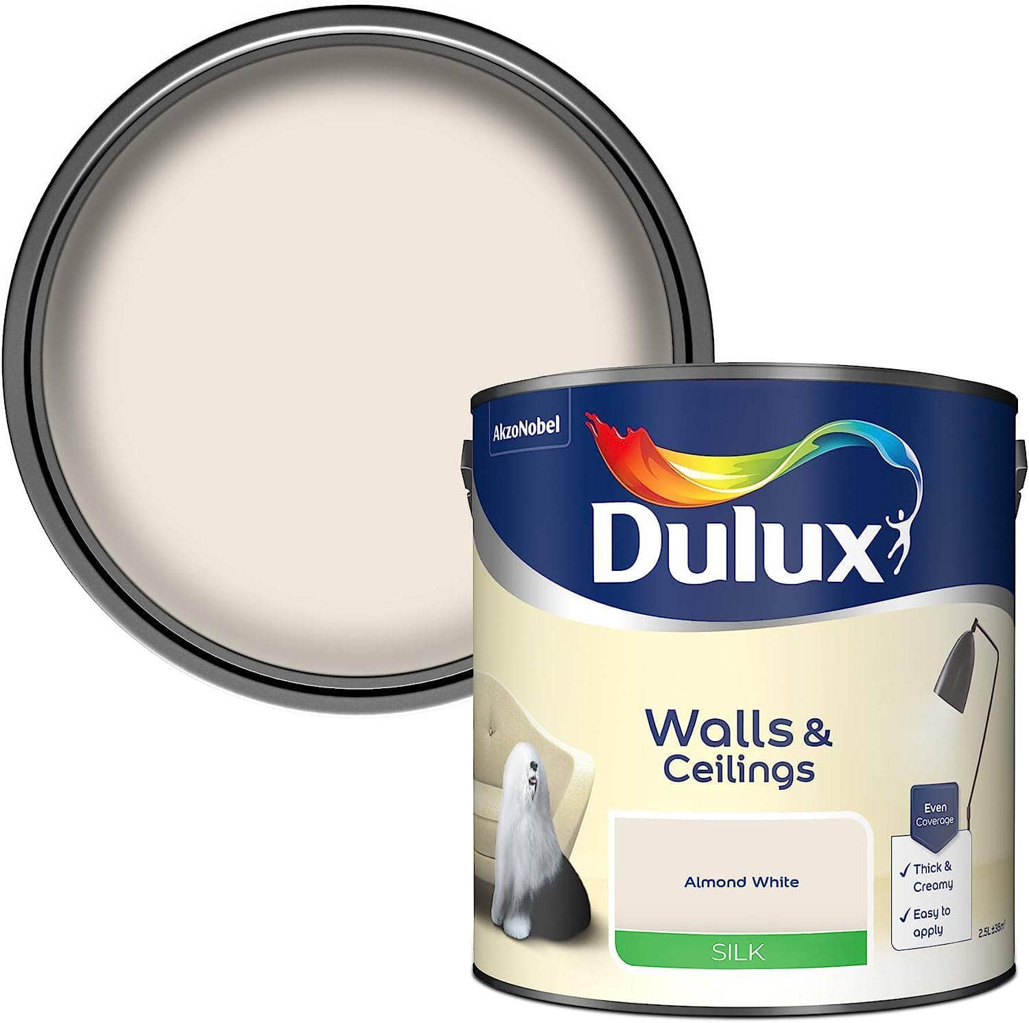 Paint  -  Dulux Silk Emulsion 2.5L - White Cotton  -  50028482