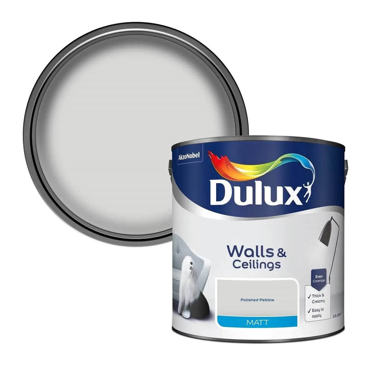 Paint  -  Dulux Matt Emulsion 2.5L - Polished Pebble  -  50077746