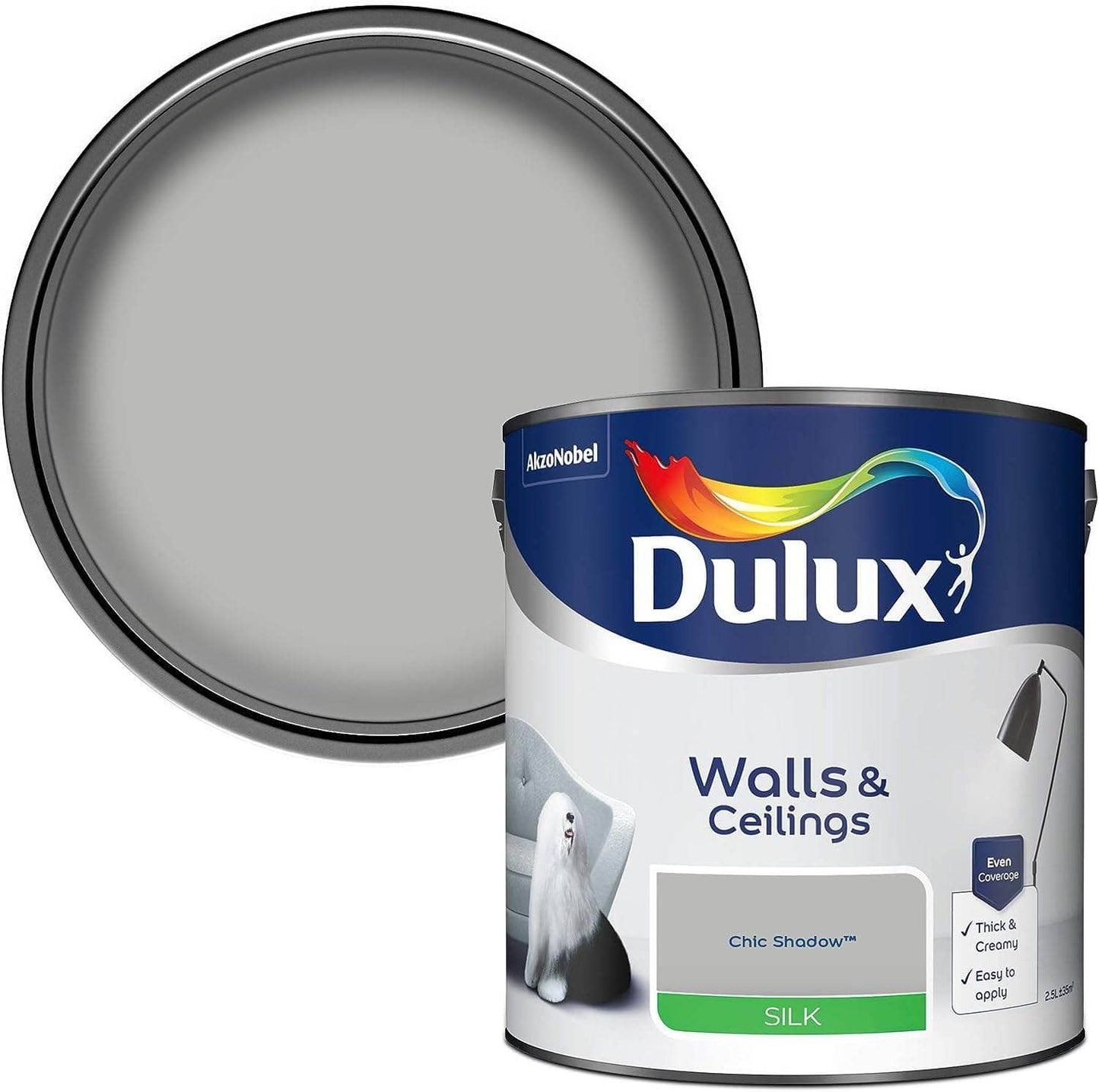 Paint  -  Dulux Silk Emulsion 2.5L - Chic Shadow  -  50077749