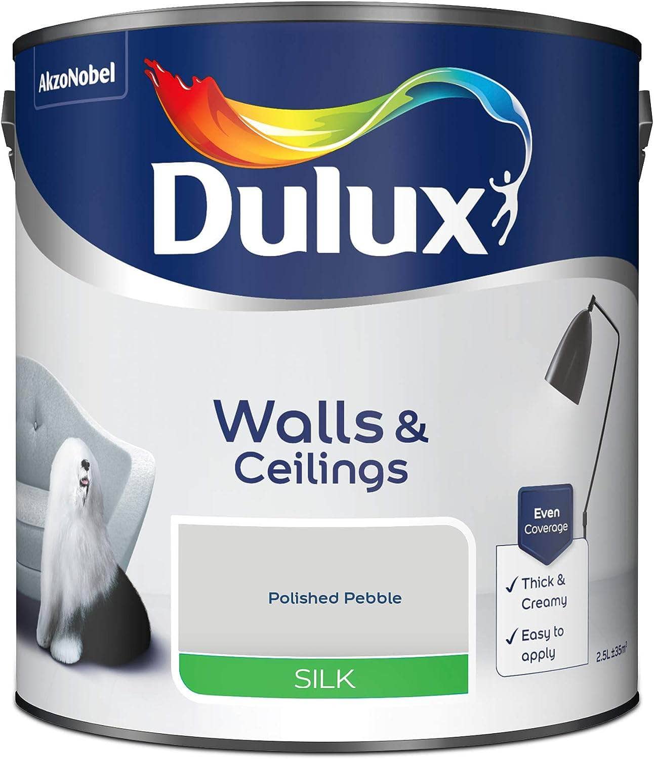 Paint  -  Dulux Silk Emulsion 2.5L - Polished Pebble  -  50077750