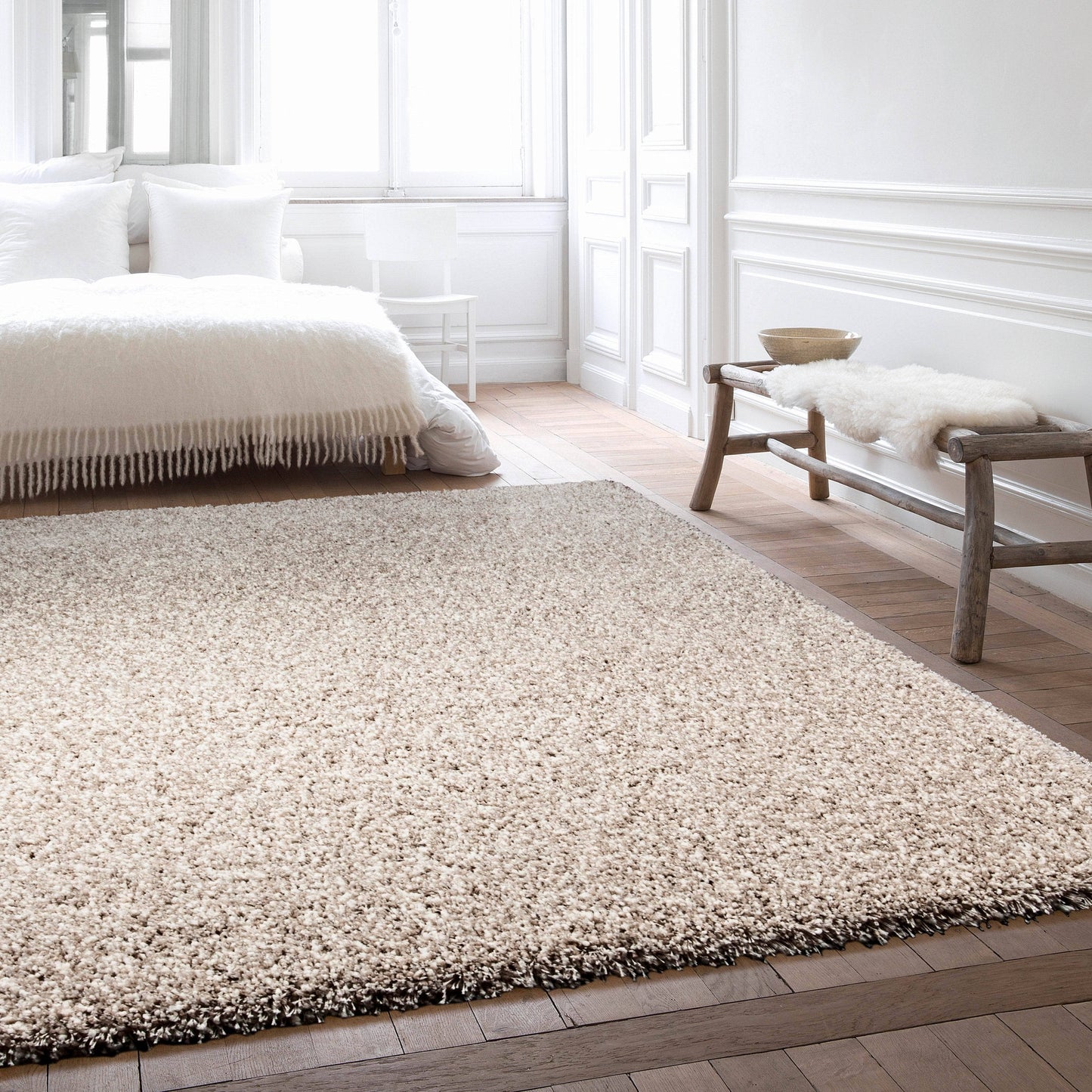 Rugs  -  Twilight White/Linen Shaggy Rug - Multiple Sizes  - 