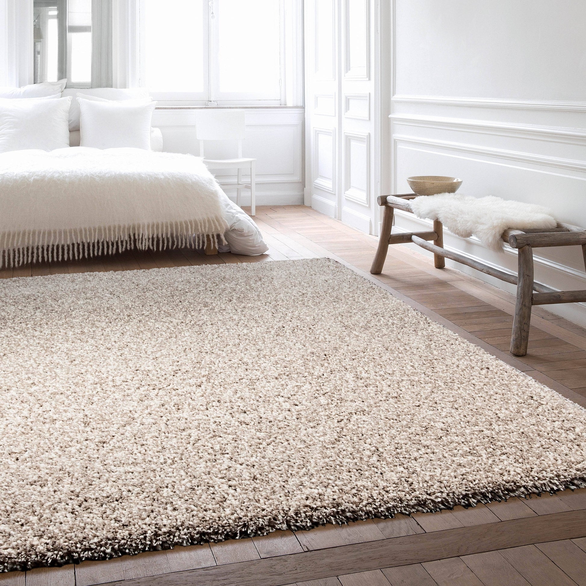 Rugs  -  Twilight White/Linen Shaggy Rug - Multiple Sizes  - 