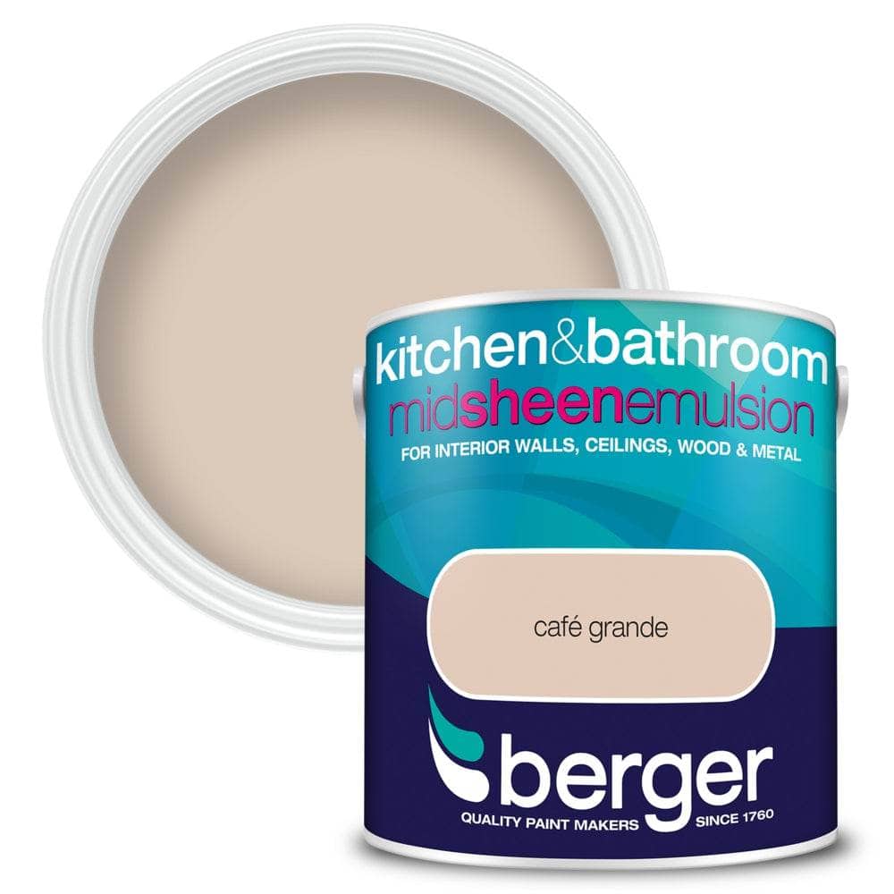 Paint  -  Berger Kitchen & Bathroom Emulsion 2.5L - Café Grand  -  50091382