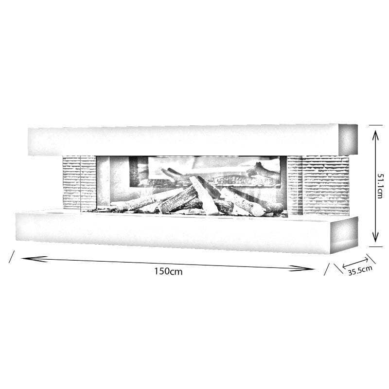 Fireplaces  -  Evonic Compton 1000 White Wall Mounted Fire Suite  -  50115850