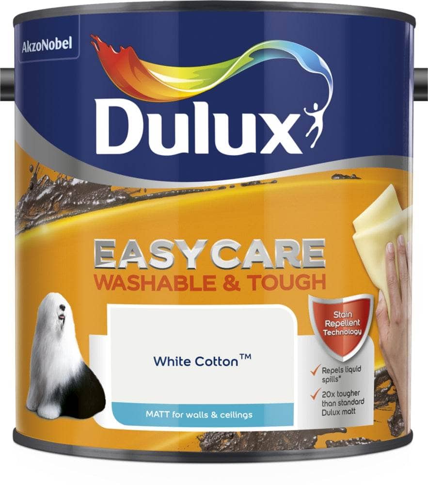 Paint  -  Dulux Easy Care Matt Emulsion 2.5L White Cotton  -  50134375