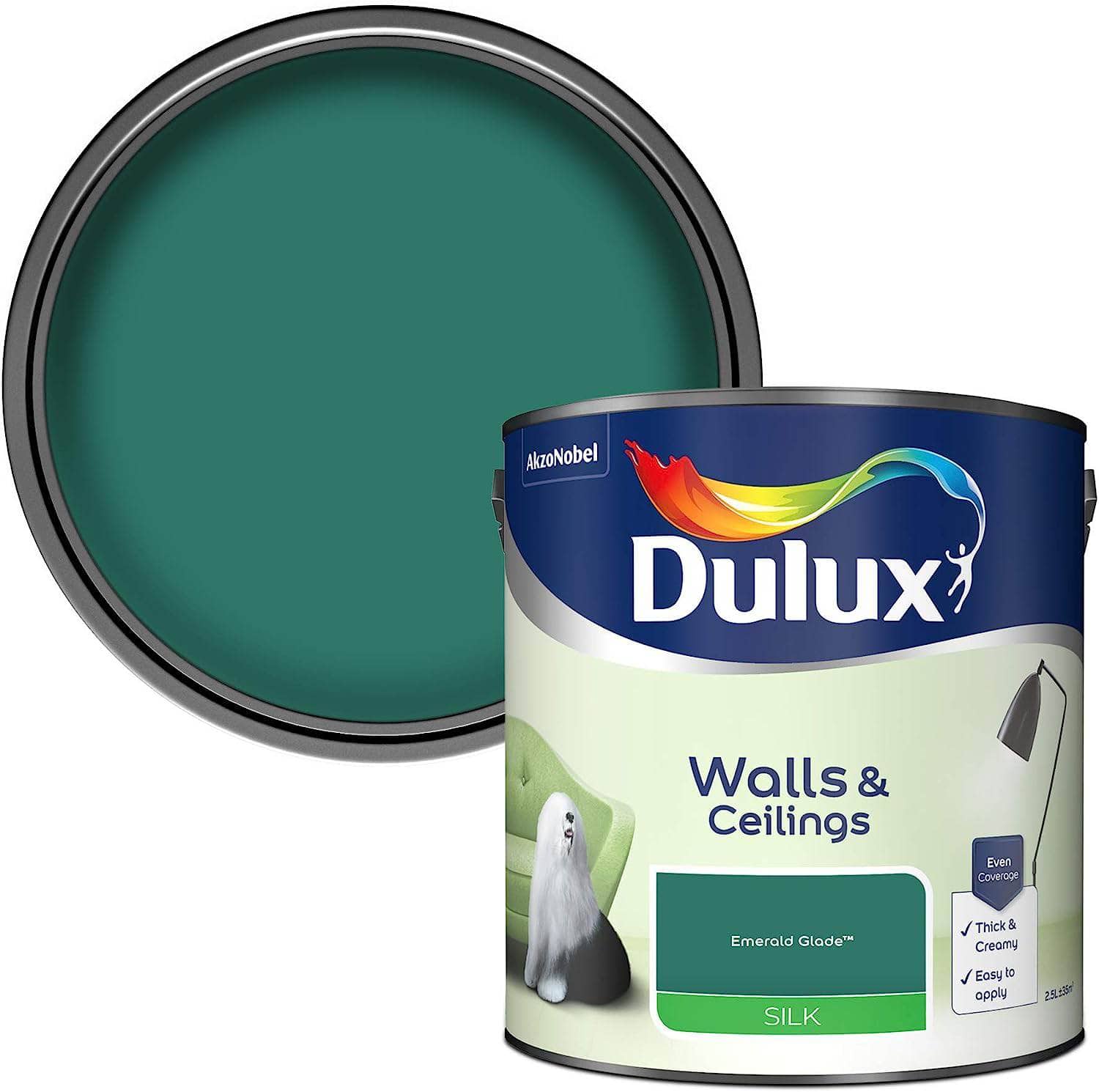 Paint  -  Dulux Silk Emulsion 2.5L - Emerald Glade  -  50141610