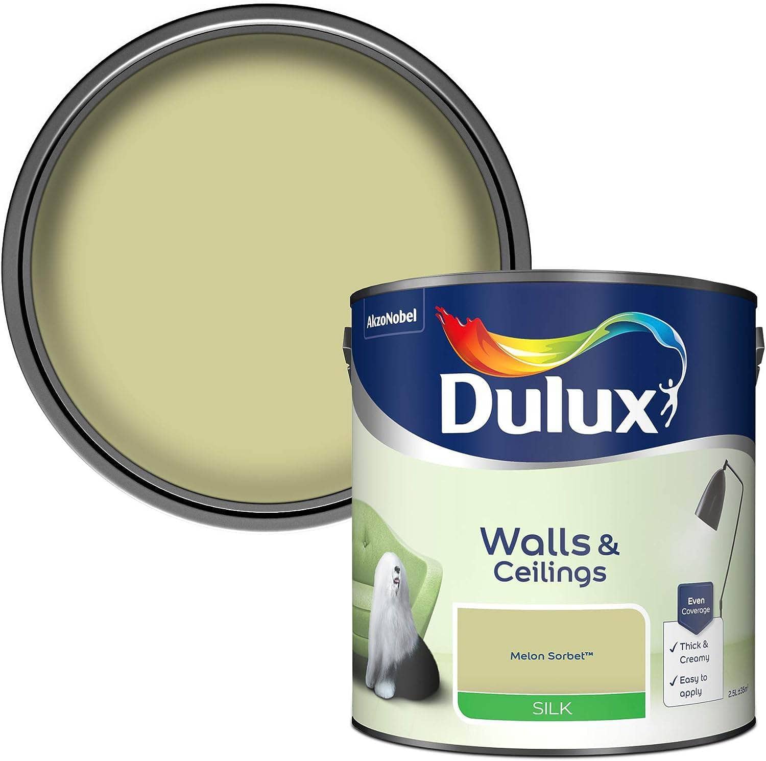 Paint  -  Dulux Silk Emulsion 2.5L - Melon Sorbet  -  50141612
