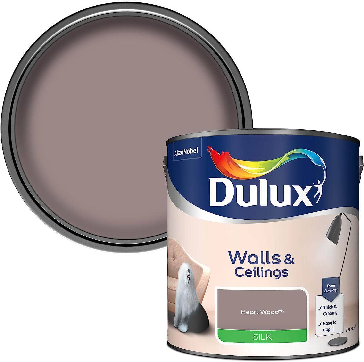 Paint  -  Dulux Silk Emulsion 2.5L - Heart Wood  -  50141616