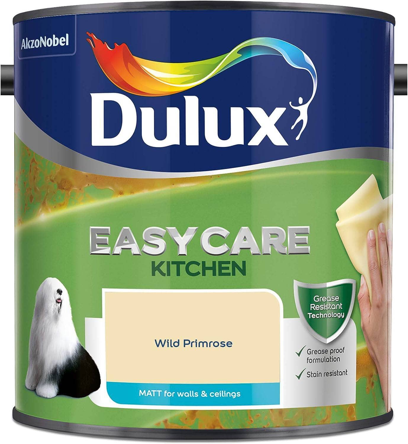 paint  -  Dulux Easycare Kitchen 2.5L Matt Emulsion - Wild Primrose  -  50141640