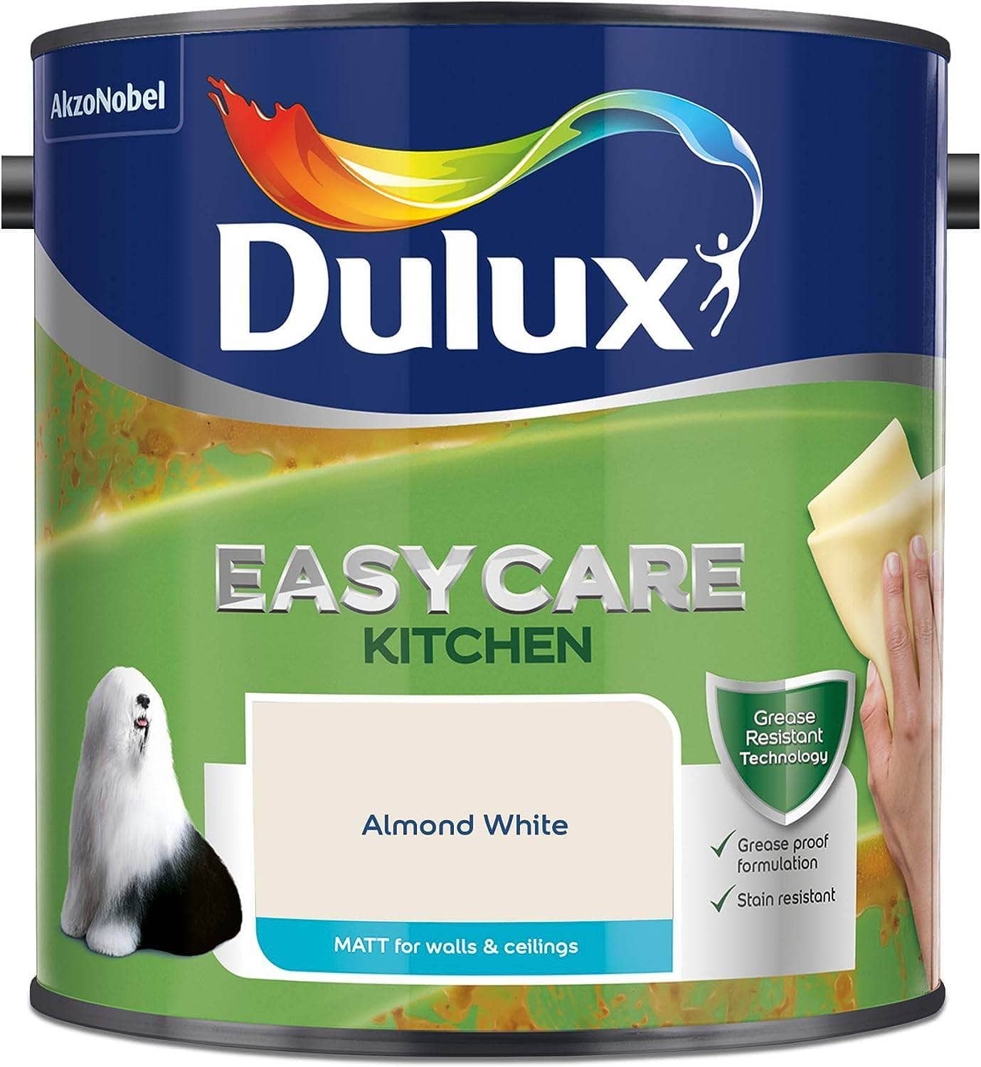 Paint  -  Dulux Easycare Kitchen 2.5L Matt Emulsion - Almond White  -  50141728