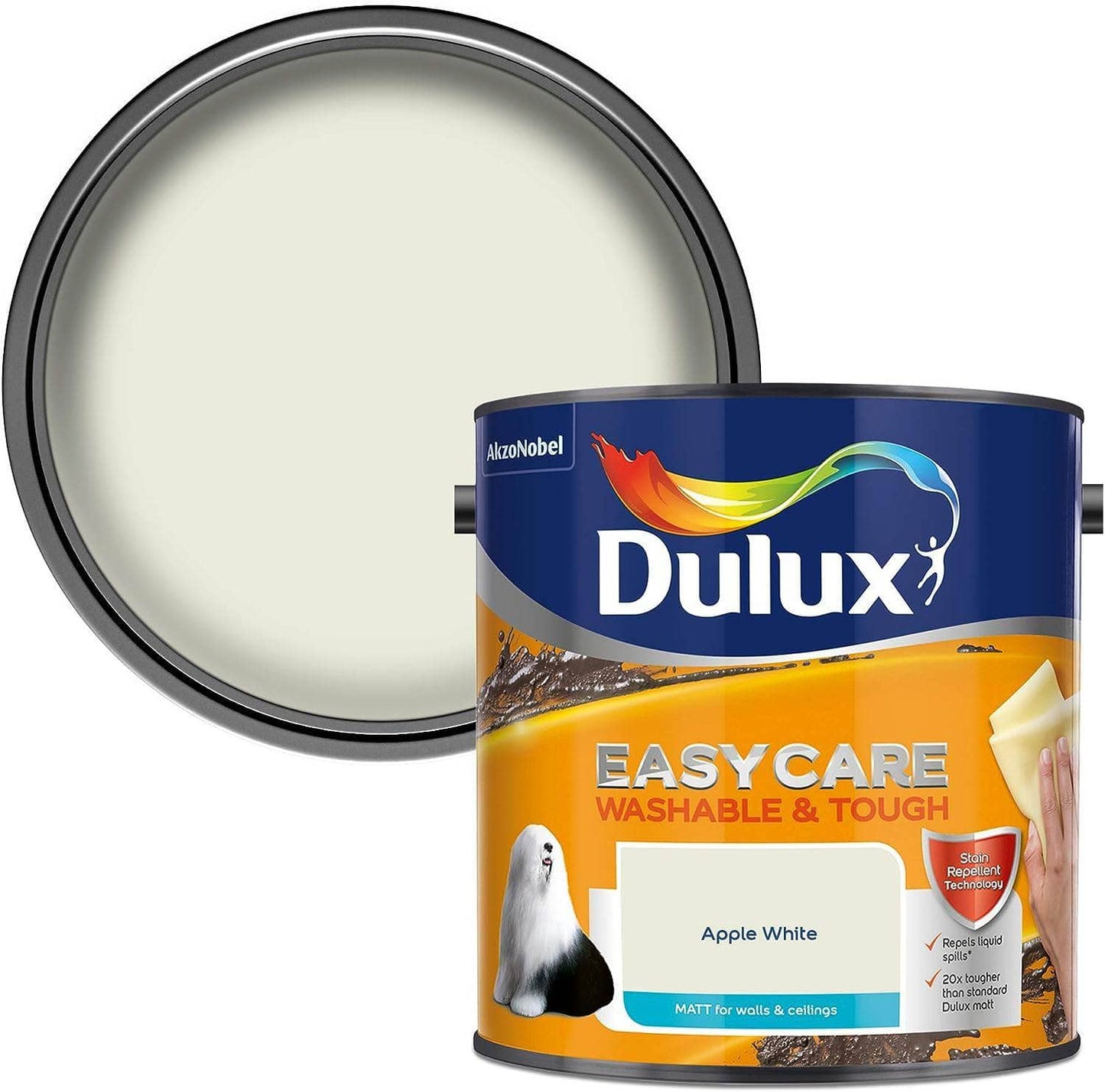 Paint  -  Dulux Easycare Matt Emulsion 2.5L - Apple White  -  50141802