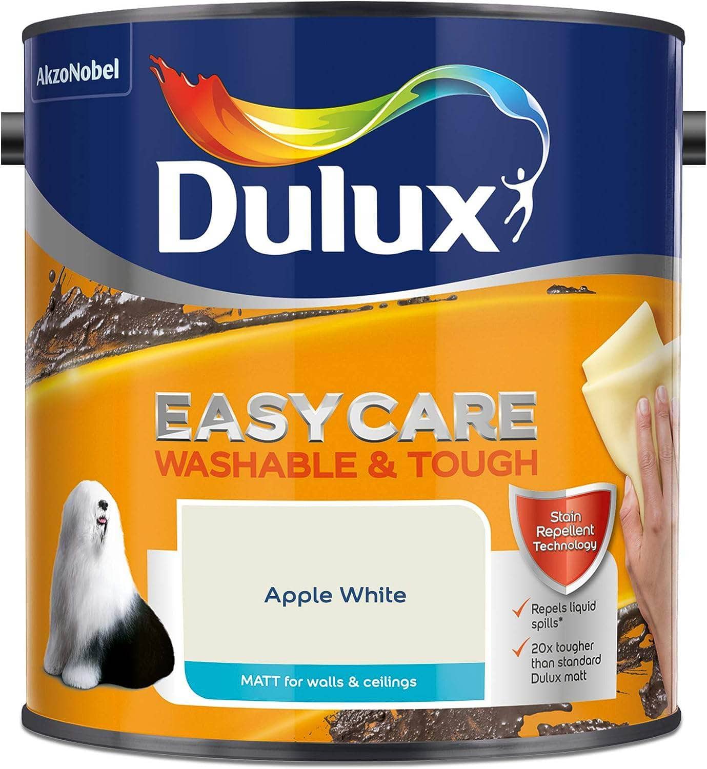 Paint  -  Dulux Easycare Matt Emulsion 2.5L - Apple White  -  50141802