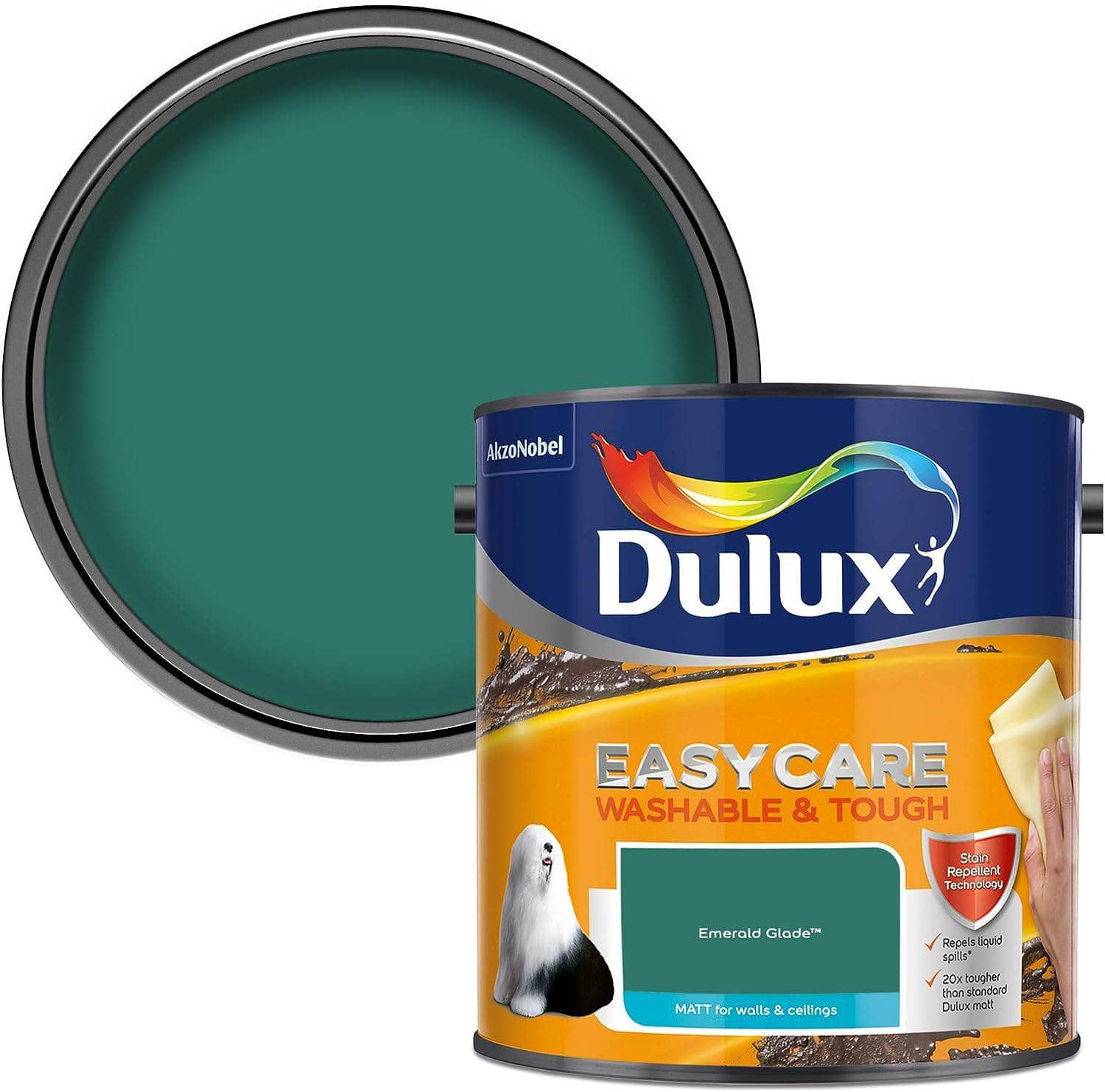 Paint  -  Dulux Easycare Matt Emulsion 2.5L - Emerald Glade  -  50141810