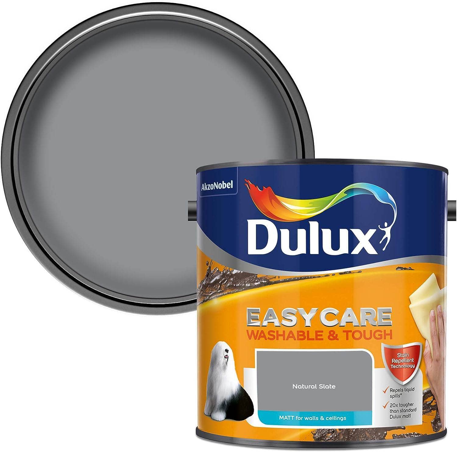 Paint  -  Dulux Easycare Matt Emulsion 2.5L - Natural Slate  -  50141819