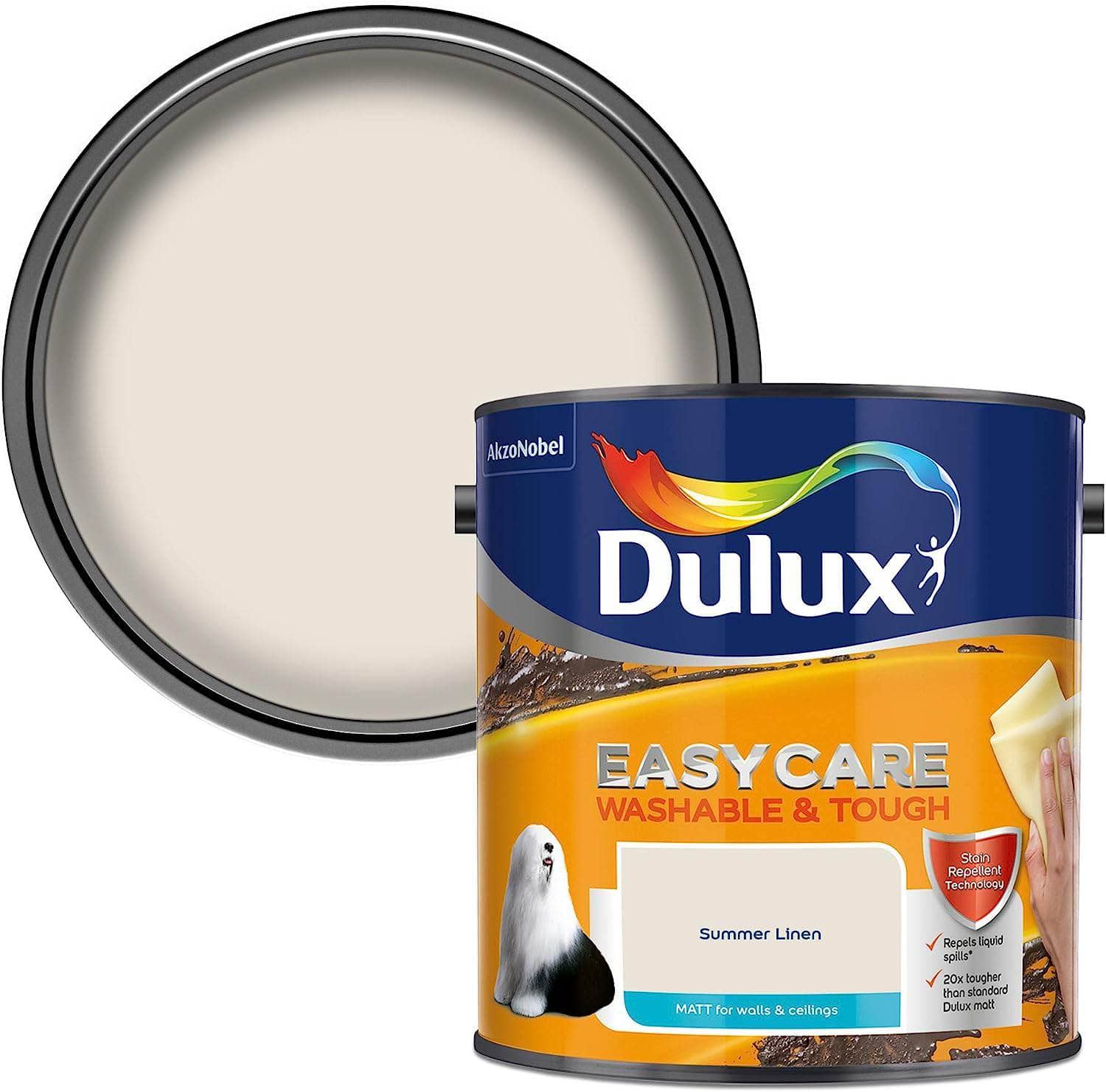 Paint  -  Dulux Easycare Matt Emulsion 2.5L - Summer Linen  -  50141829