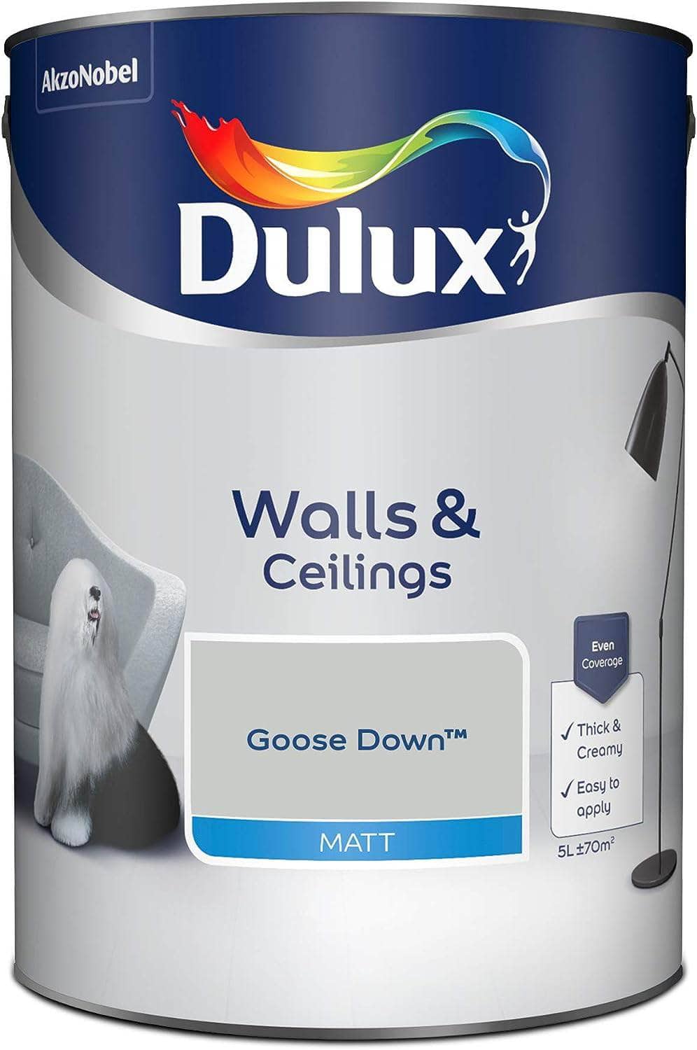 Paint  -  Dulux Matt Emulsion 5L - Goose Down  -  50142609