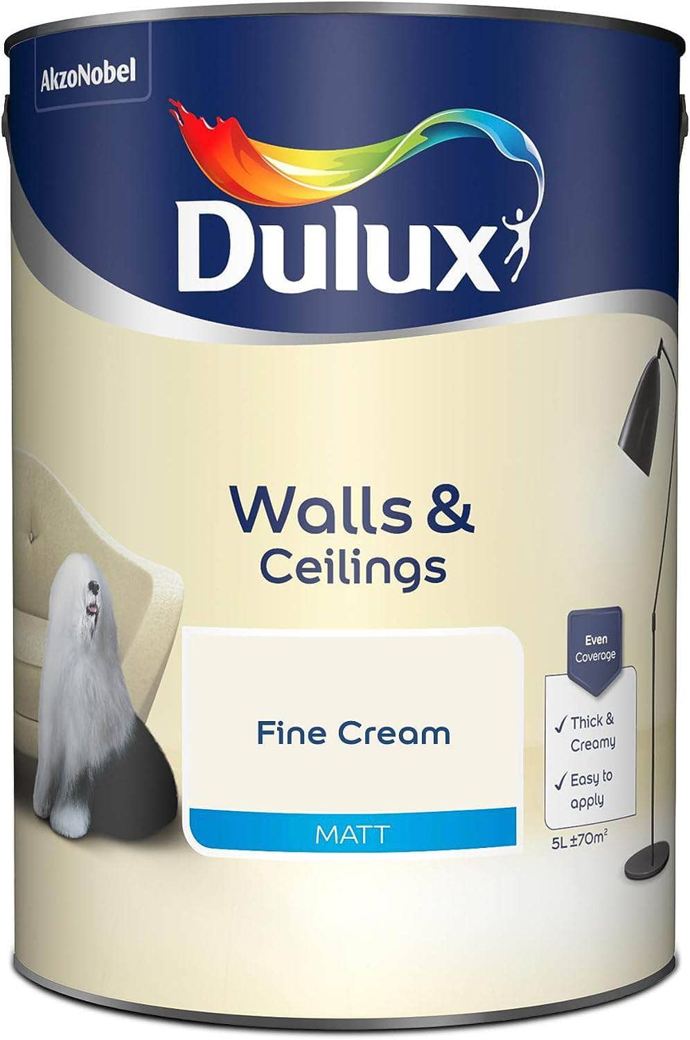 Paint  -  Dulux Matt Emulsion 5L - Fine Cream  -  50142613