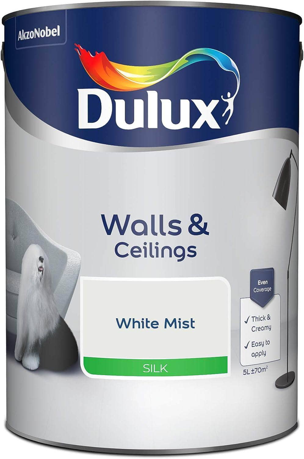 Paint  -  Dulux Silk Emulsion 5L - White Mist  -  50142622