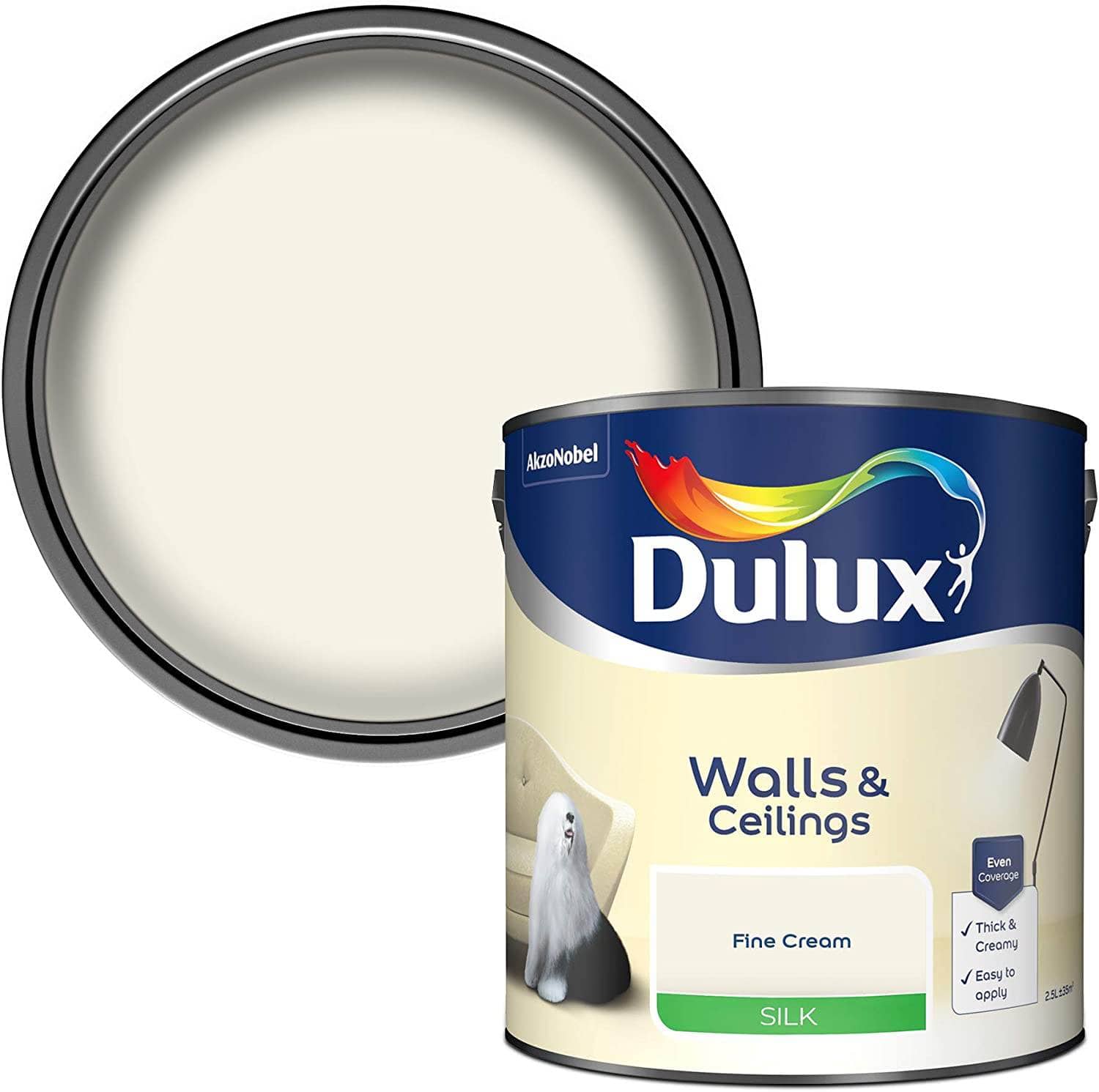 Paint  -  Dulux Silk Emulsion 5L - Fine Cream  -  50142623