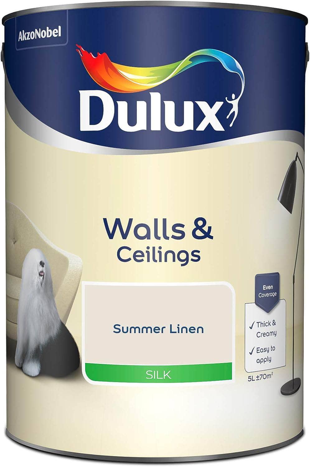 Paint  -  Dulux Silk Emulsion 5L - Summer Linen  -  50142624