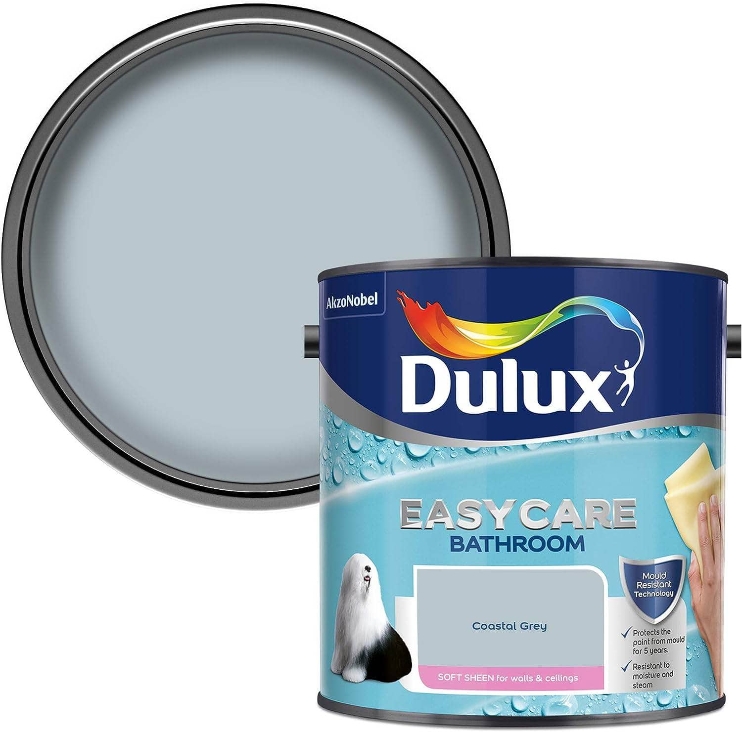 Paint  -  Dulux Easycare Bathroom 2.5L - Coastal Grey  -  50143039