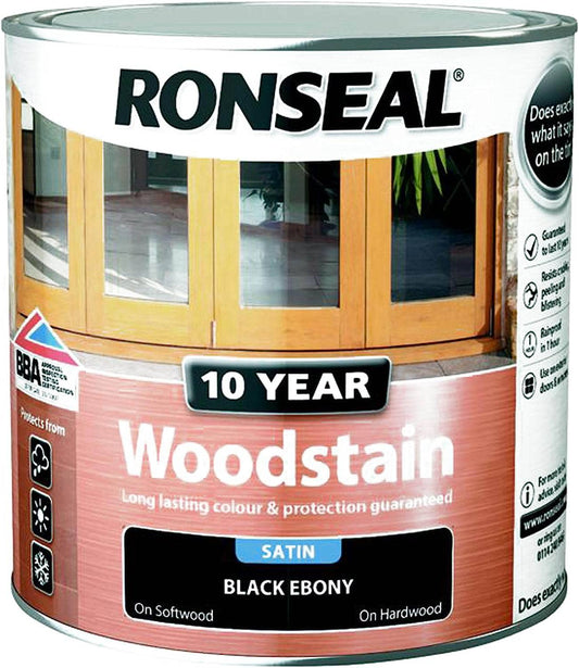 -  Ronseal 10 Year Woodstain  2.5L - Ebony  -  50143186
