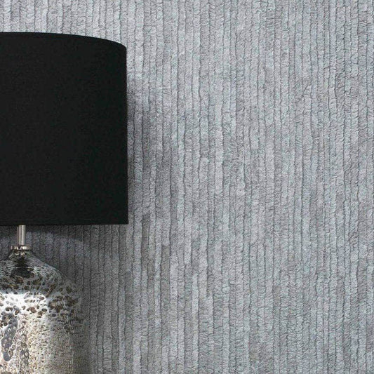 Wallpaper  -  Fine Decor Bergamo Leather Texture Silver/Dark Grey Glitter Wallpaper - M1402  -  50143808