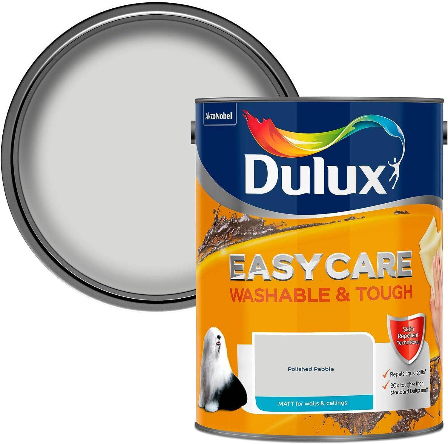 Paint  -  Dulux Easycare Matt Emulsion 5L - Polished Pebble  -  50148671