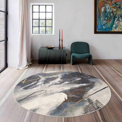 Rugs  -  Galleria Grey Abstract Circle or Runner Rug - Multiple Sizes  - 