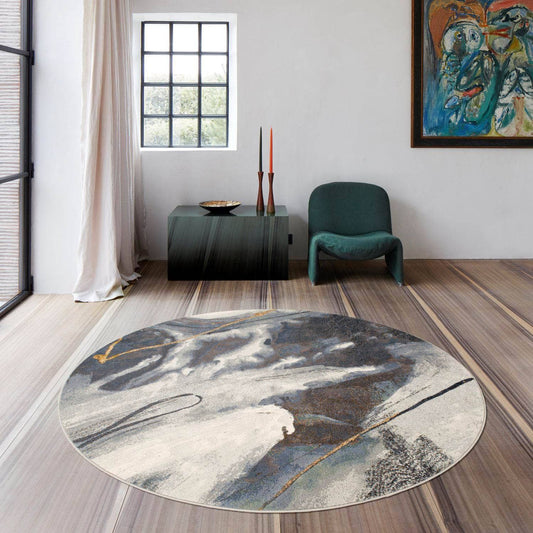 Rugs  -  Galleria Grey Abstract Circle or Runner Rug - Multiple Sizes  - 