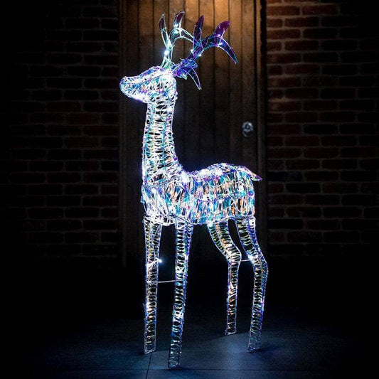 80 White LED Standing Iridescent Christmas Reindeer  -  60008798