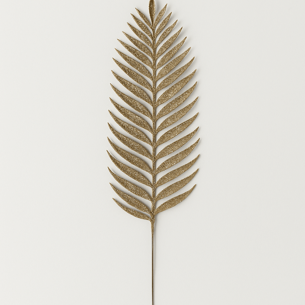 Christmas  -  Champagne Sequin and Glitter Artificial Fern Branch Decoration - 76cm  -  60000909