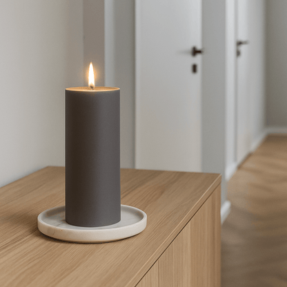 Homeware  -  Cidex 6.5 x 18cm Pillar Candle - Grey  -  60001386