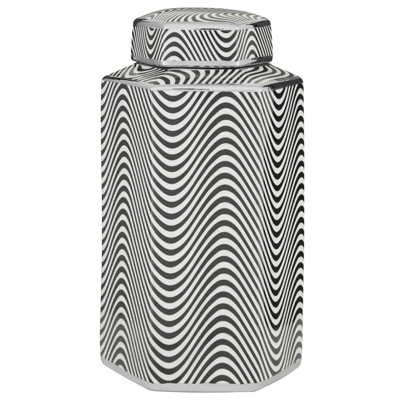  -  This Prem Celeste Hexagonal Jar, Blk/Wht Ceramic Small 5505820  -  60003188