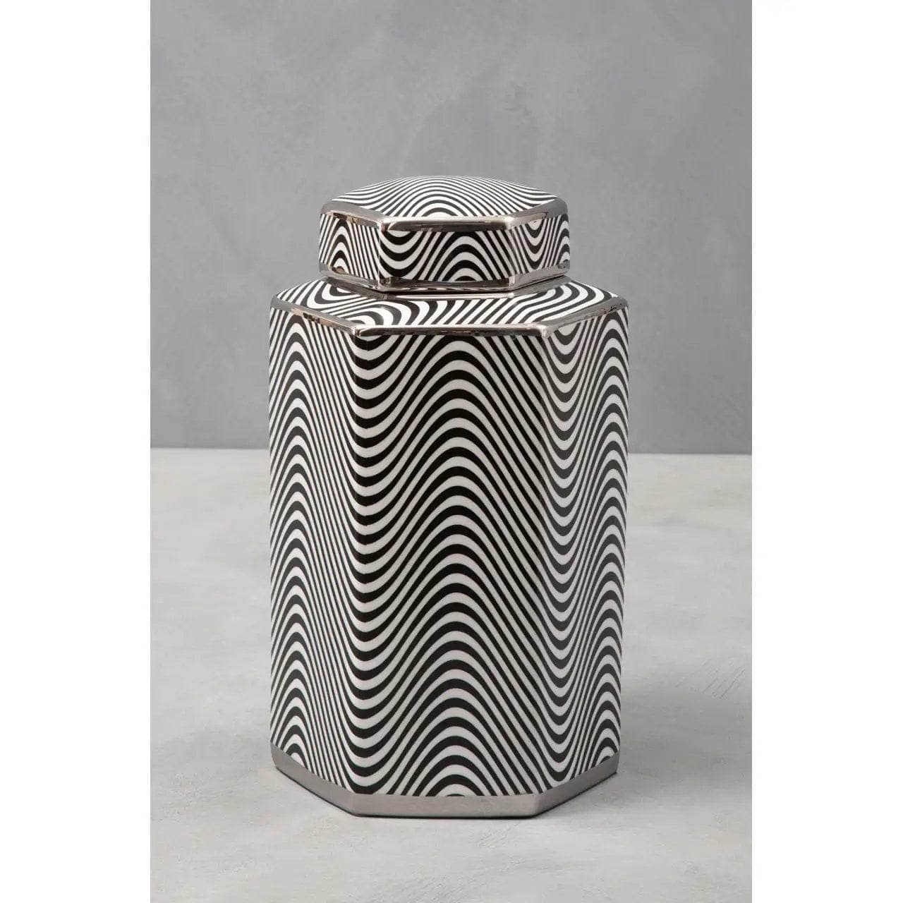  -  This Prem Celeste Hexagonal Jar, Blk/Wht Ceramic Small 5505820  -  60003188