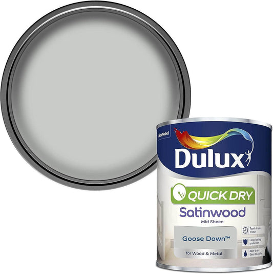Paint  -  Dulux Quick Dry 750ml Satinwood Paint - Goose Down  -  60003439