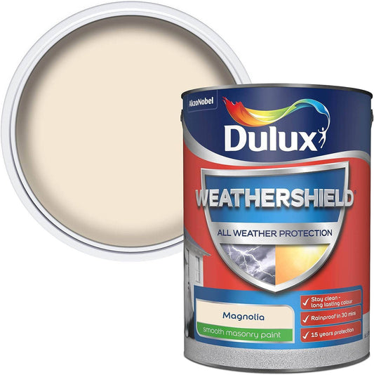 Paint  -  Dulux Weathershield 5L Masonry Paint - Magnolia  -  60003599