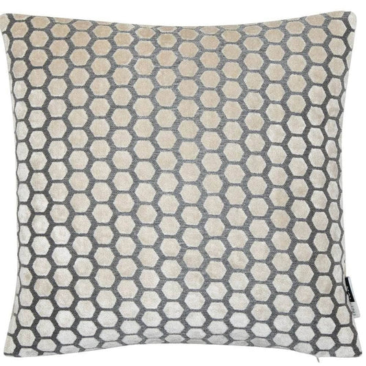 Homeware  -  Small Hexagonal Cut Velvet Cushion - Cream  -  60005260