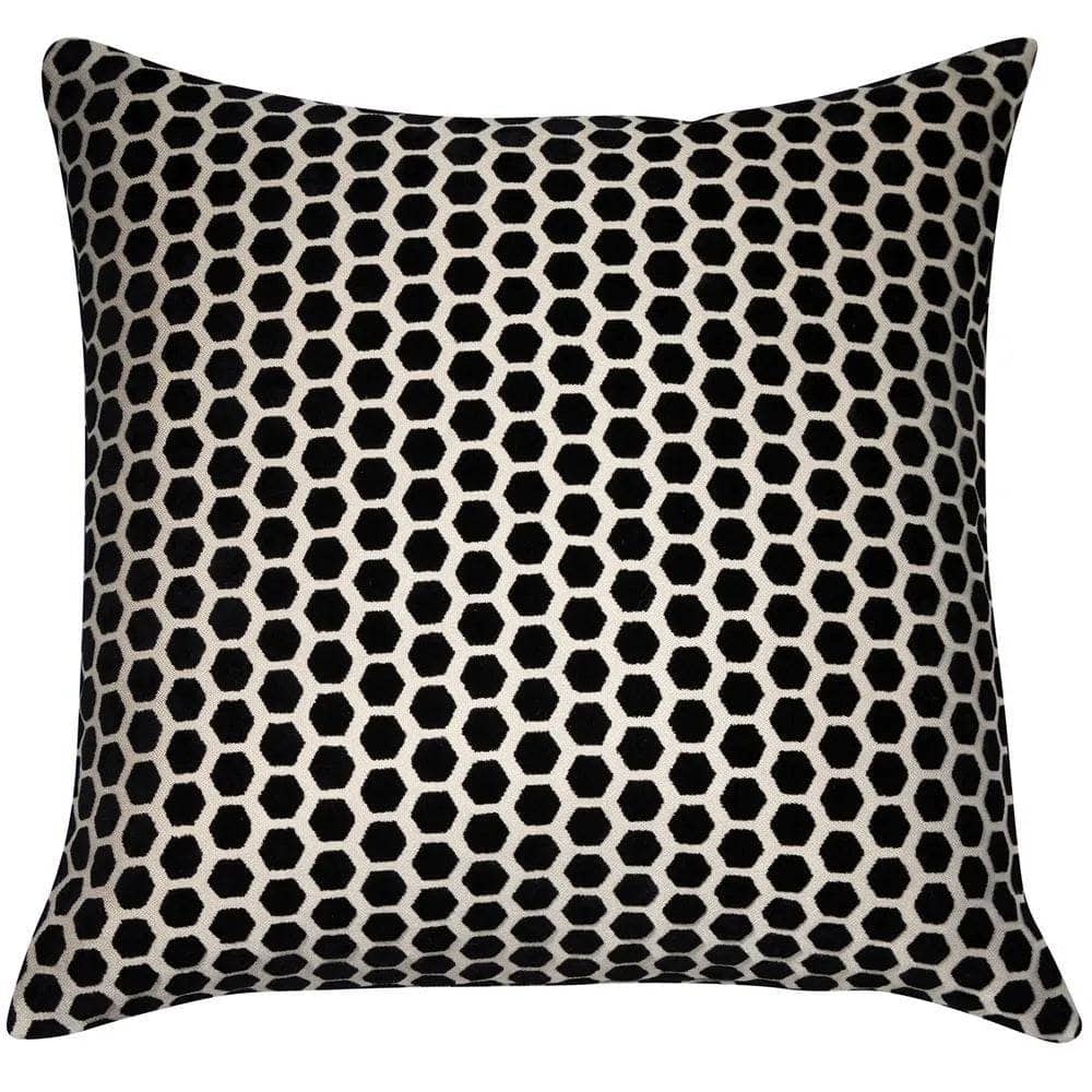 Homeware  -  Small Hexagonal Cut Velvet Cushion - Black  -  60005262