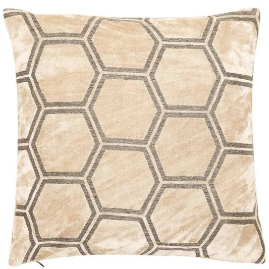 Homeware  -  Large Hexagonal Cut Velvet Cushion - Cream  -  60005264