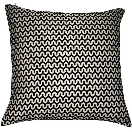 Homeware  -  Cut Velvet Wave Cushion - Black  -  60005266
