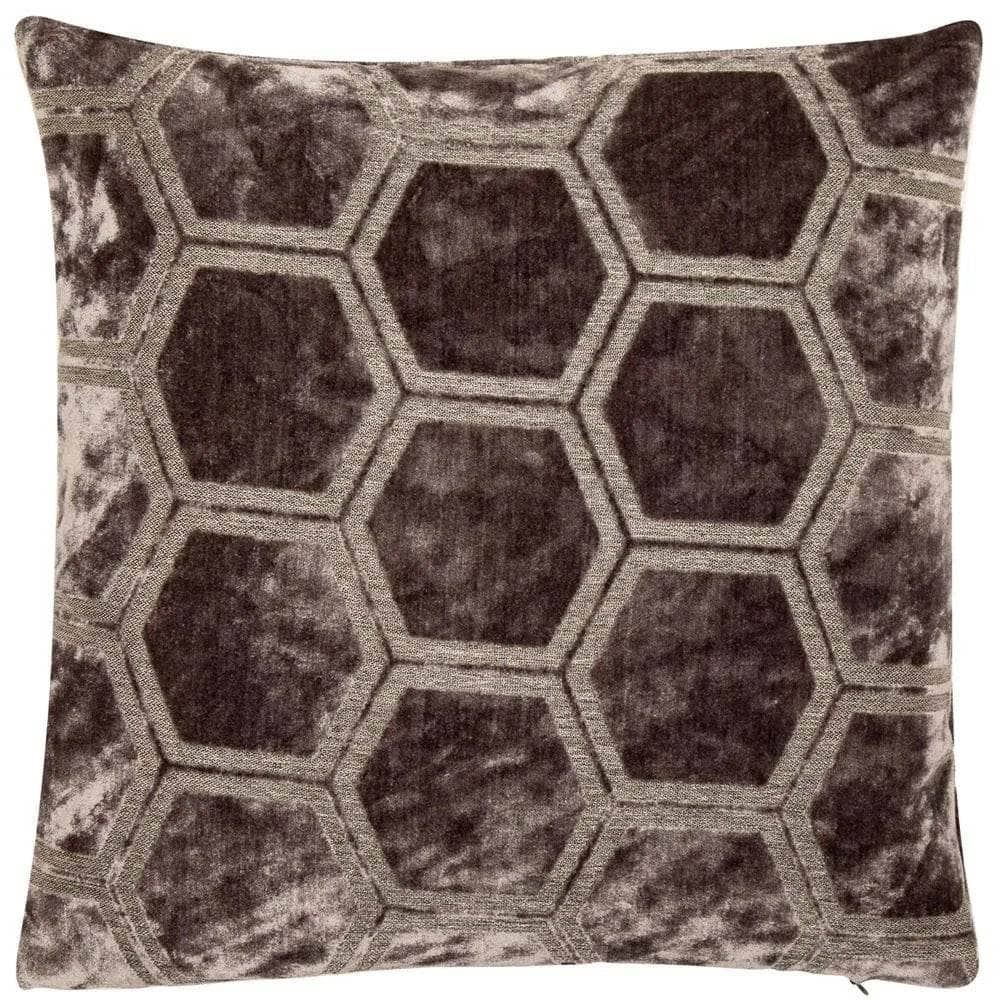 Homeware  -  Large Hexagonal Cut Velvet Cushion - Slate  -  60005268