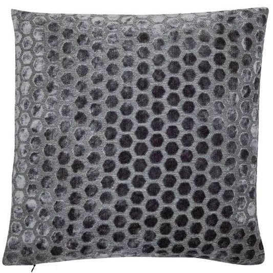 Homeware  -  Small Hexagonal Cut Velvet Cushion - Grey  -  60005270