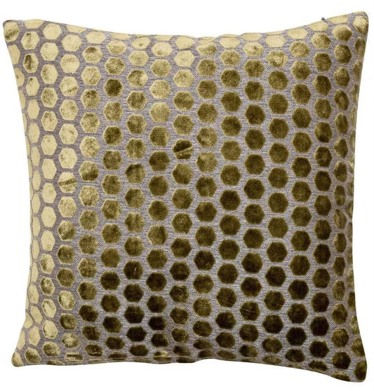 Homeware  -  Small Hexagonal Cut Velvet Cushion- Olive Green  -  60005274
