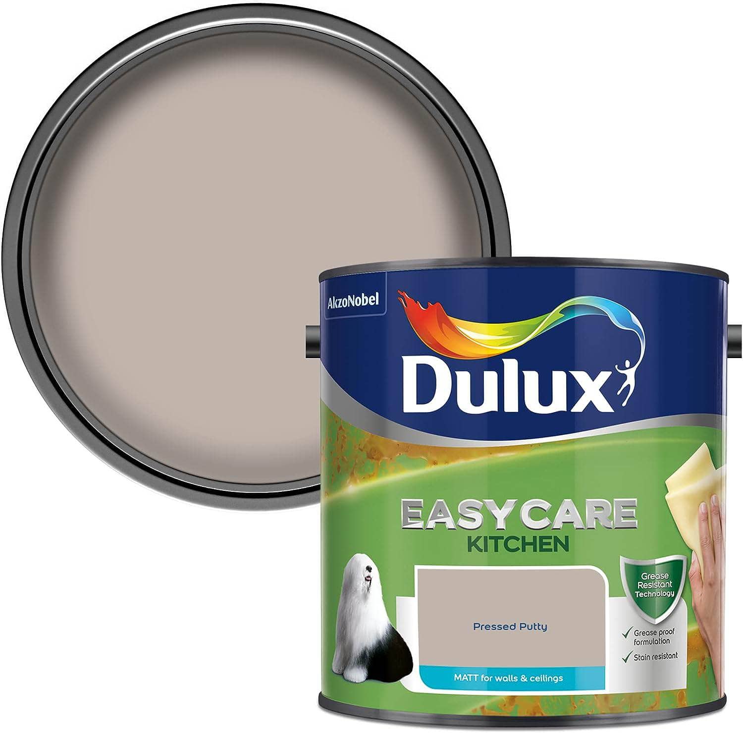 Paint  -  Dulux Easycare Kitchen 2.5L Matt Emulsion - Pressed Putty  -  60005905