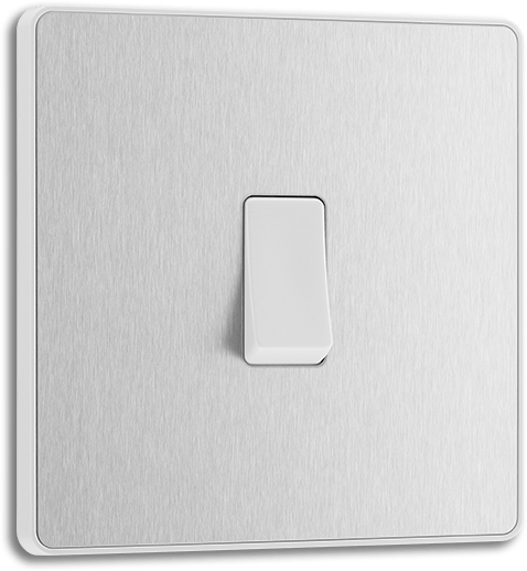  -  EVOLVE BRUSH STEEL WHT SINGLE LIGHT SWITCH 20A 16AX 2 WAY  -  60006176