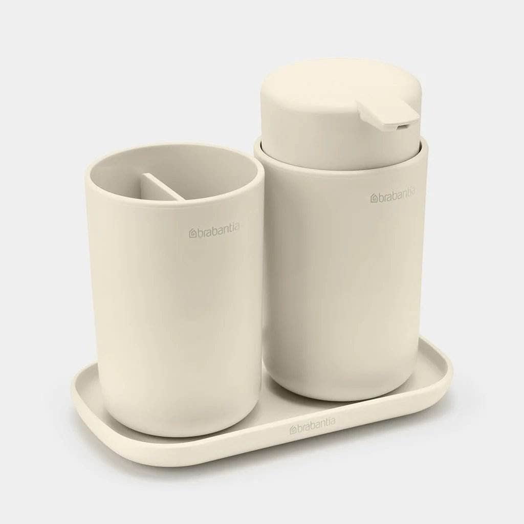 Homeware  -  Bathroom Accessory Set Of 3 - Soft Beige  -  60007578