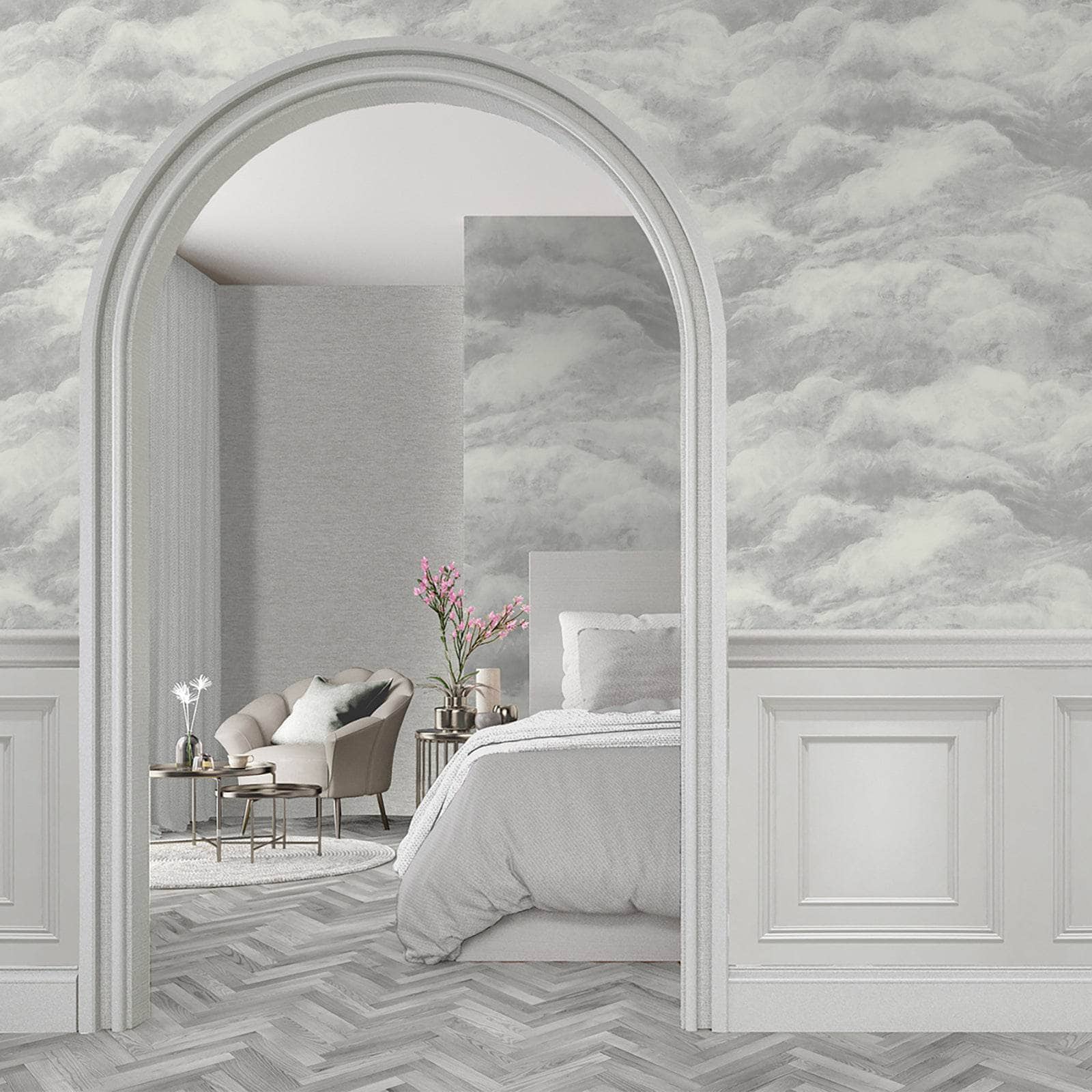 Wallpaper  -  Belgravia Cloud Wallpaper - Silver 5705  -  60007627