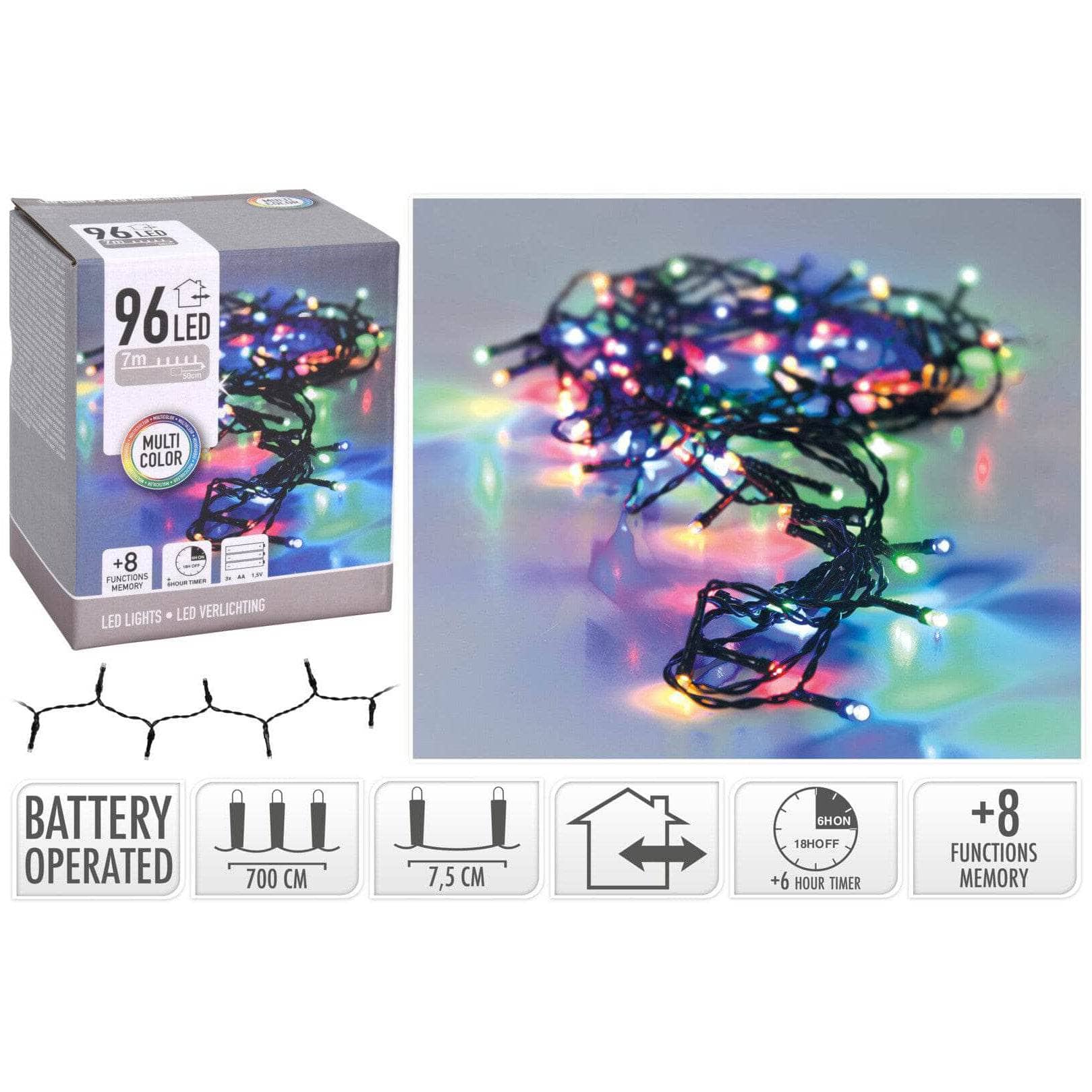 Christmas  -  96 LED Lights - Multi-coloured  -  60008455
