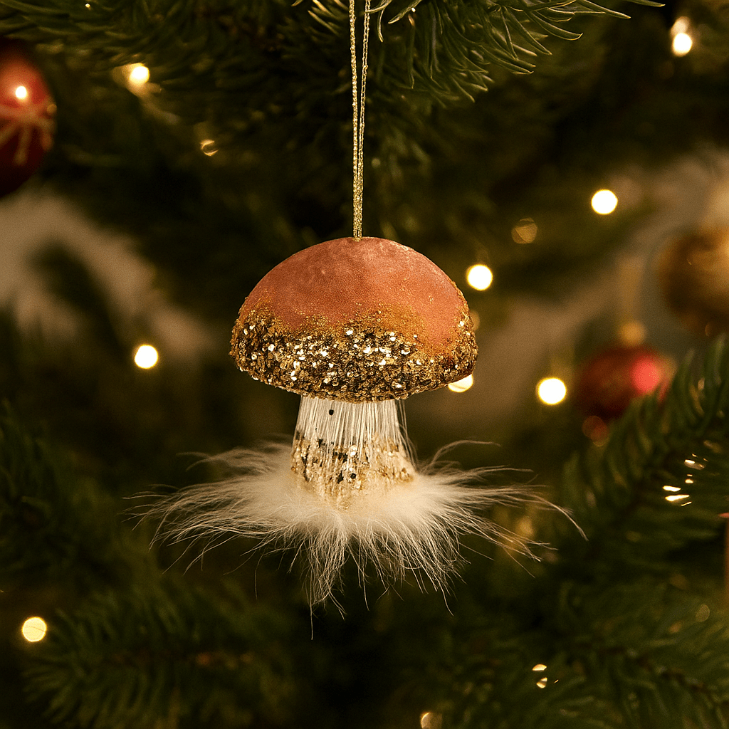 Christmas  -  Pink Mushroom Christmas Tree Decoration - 8cm  -  60008486